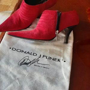 Red Suede leather ankle boots by Donald J Pliner
